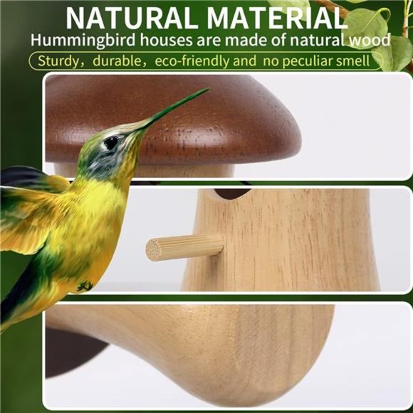 Mushroom Hummingbird Houses for Outside for Nesting, Gardening Decoration,3 Pack - Picture 2 of 7
